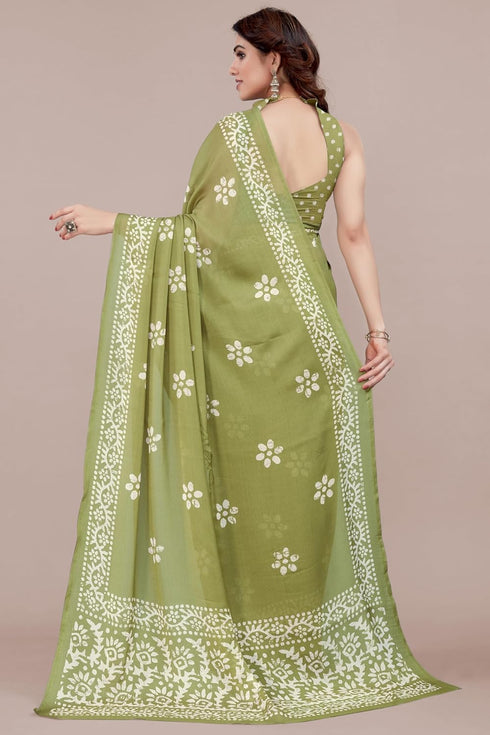 Vasthrlay Fashion Chiffon Printed Parrot Ethnic Wear