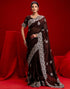 Vasthrlay Embroidery Scalloped Unstitched Maroon Saree