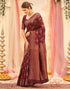 Vasthrlay Womens Weaving Maroon | Copper Saree With Unstitched Blouse Piece