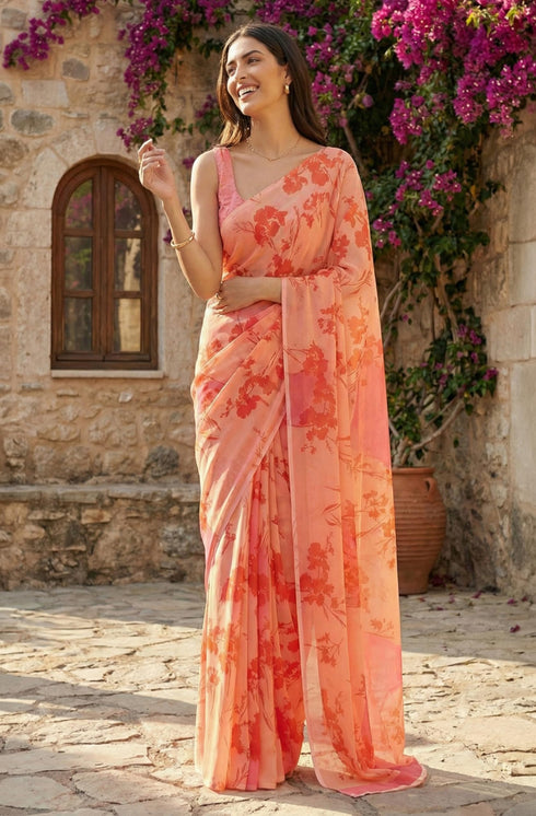 Vasthrlay Georgette Printed Saree