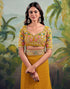 Vasthrlay Georgette Embroidery Turmeric Yellow Saree With Unstitched Blouse Piece