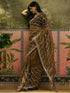 Vasthrlay Embroidery Scalloped Unstitched Dark Green Saree