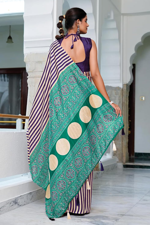 Vasthrlay Fashion Stripes Printed Ethnic Wear