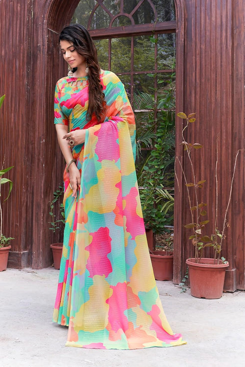 Vasthrlay Georgette Sequence White Ethnic Wear