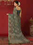 Vasthrlay Georgette Bandhani Dark Green Saree With Unstitched Blouse Piece