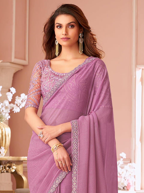 Vasthrlay Embroidery Unstitched Purple Ethnic Wear