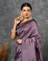Vasthrlay Banarasi Jacquard Mauve And Green Saree With Unstitched Blouse Piece