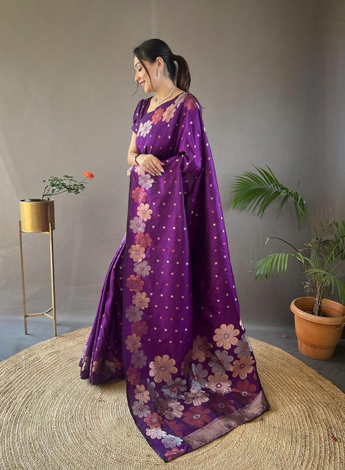 Vasthrlay Women's Paithani Ethnic Unstitched Saree