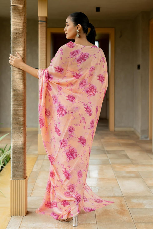 Vasthrlay Fashion Chiffon Georgette Coral Ethnic Wear