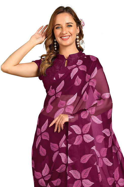 Vasthrlay Fashion Chiffon Printed Red Ethnic Wear
