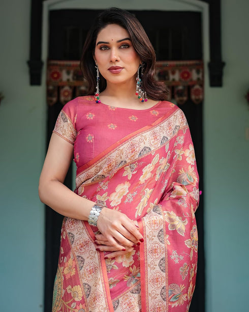 Vasthrlay Handloom Tassels Botanical Saree
