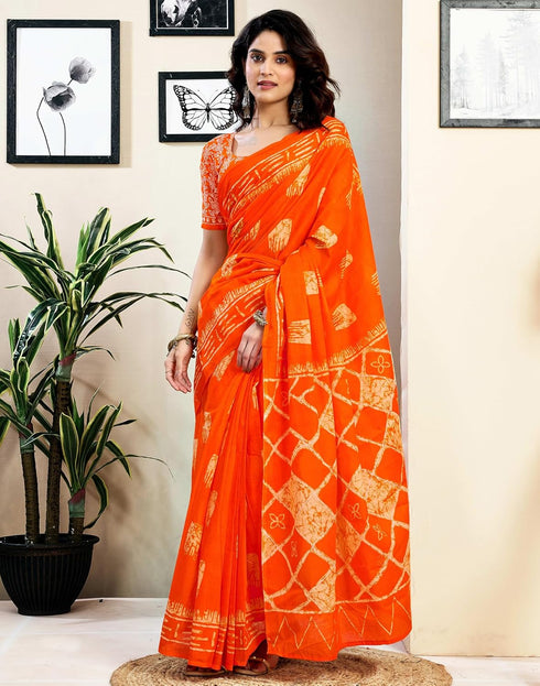 Vasthrlay Womens Printed Unstitched Dark Green Saree