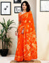 Vasthrlay Womens Printed Unstitched Dark Green Saree