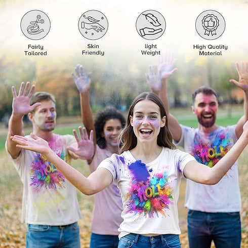 Premium Holi Festival White T-Shirt | Modern Graphic Print