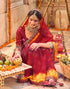 Vasthrlay Georgette Embroidery Unstitched Red Saree