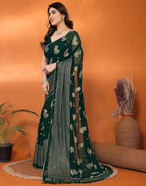 Vasthrlay Georgette Weaving Unstitched Red Saree