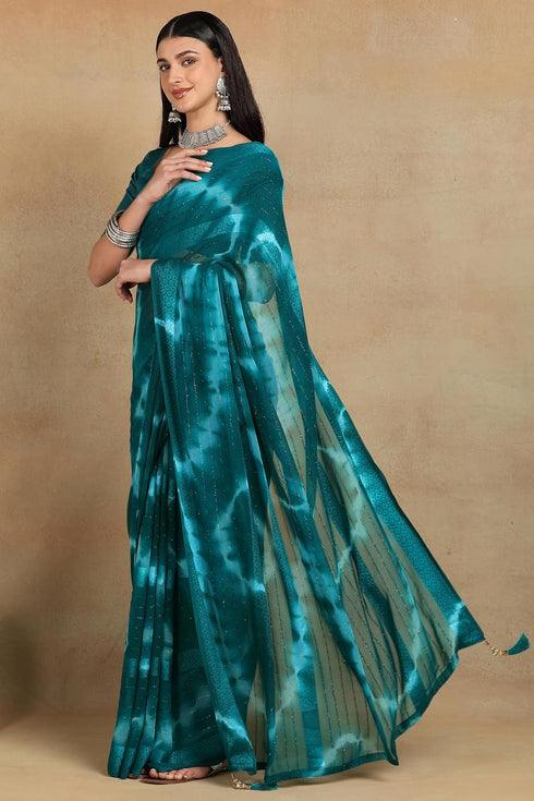 Vasthrlay Fashion Georgette Green Ethnic Wear