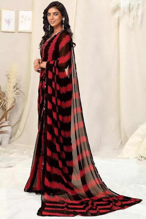 Vasthrlay Fashion Georgette Stripes Printed Ethnic Wear