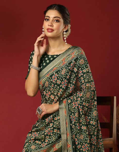 Vasthrlay Georgette Bandhani Unstitched Wine Saree