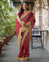 Vasthrlay Bandhani Embroidery Magenta Saree With Red Unstitched Blouse Piece