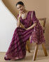 Vasthrlay Georgette Bandhani Purple Saree With Unstitched Blouse Piece