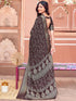 Vasthrlay Georgette Jacquard Purple Saree With Unstitched Blouse Piece