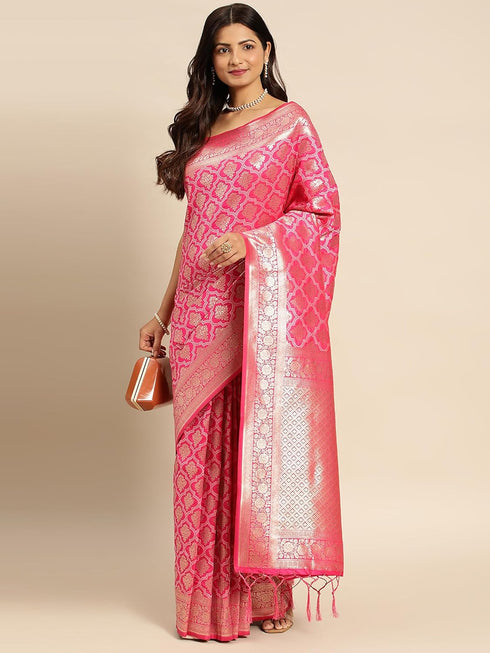 Vasthrlay Jacquard Traditional Unstitched Pink Ethnic Wear