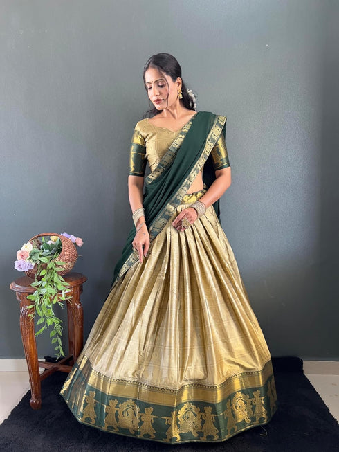 Vasthrlay Traditional Banarasi Contrasting Lemonrama