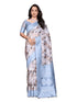Vasthrlay White Floral Semi Sheer Chanderi Saree With Champagne Gold Zari Pallu And Unstitched Blouse Piece
