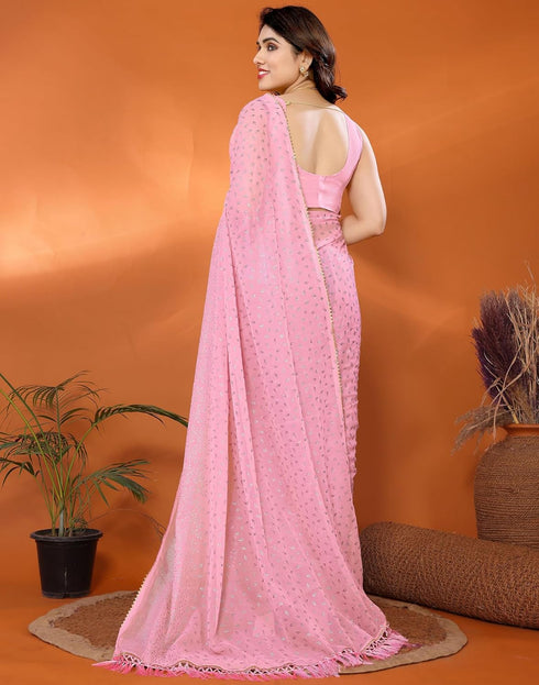 Vasthrlay Georgette Weaving Unstitched Red Saree