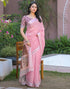 Vasthrlay Womens Printed Unstitched Dark Green Saree