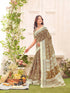 Vasthrlay Womens Printed Dark Mustard Saree With Unstitched Blouse Piece