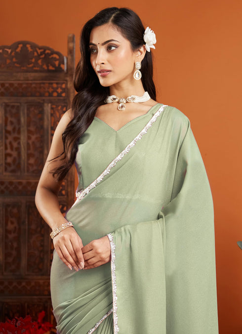 Vasthrlay Lavender Border Unstitched Saree