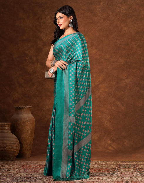 Vasthrlay Womens Printed Unstitched Brown Saree