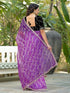 Vasthrlay Embroidery Scalloped Unstitched Navy Blue Saree