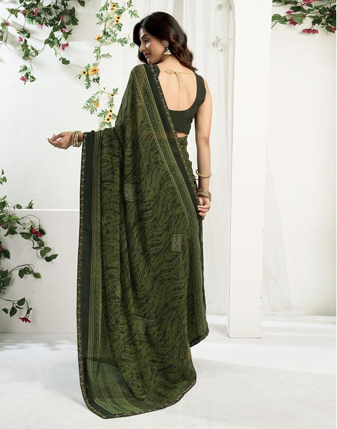 Vasthrlay Georgette Printed Unstitched Maroon Saree