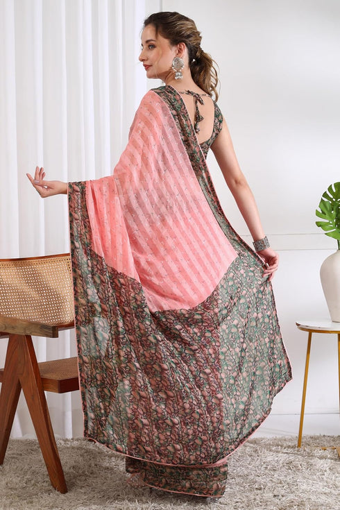 Vasthrlay Fashion Georgette Geometric Printed Ethnic Wear