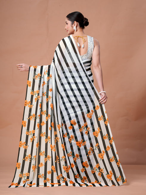 Vasthrlay Orange Unstitched Saree