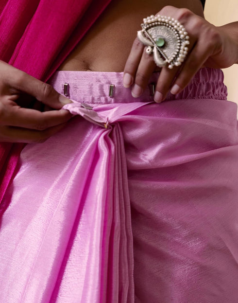 Vasthrlay Womens Cotton Unstitched Rani Pink Saree