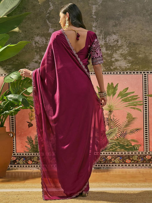 Vasthrlay Sequins Embroidery Black Saree