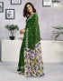 Vasthrlay Womens Printed Unstitched Green Saree