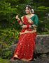 Vasthrlay Georgette Printed Unstitched Red Saree