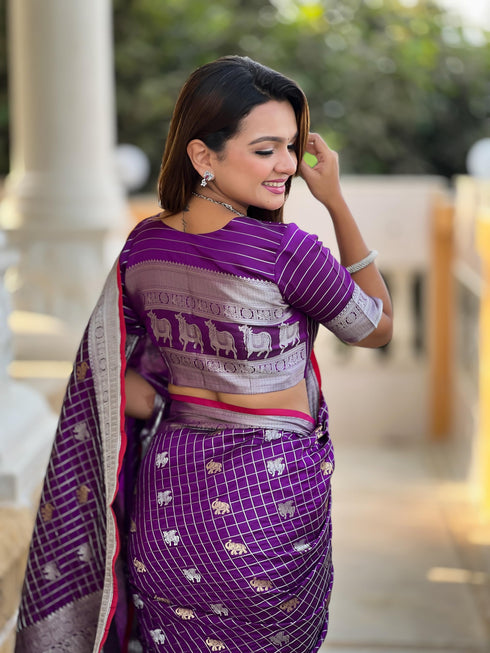 Vasthrlay Elephant Unstitched Saree