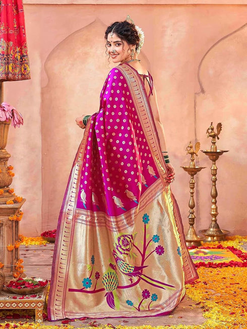 Vasthrlay Weaving Paithani Maroon Saree