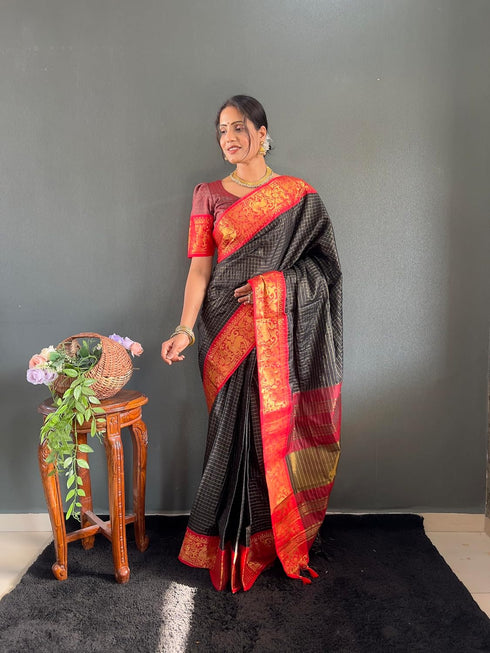 Vasthrlay Kanjivaram Traditional Contrast Included