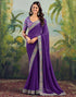 Vasthrlay Embroidery Traditional Violet Saree With Unstitched Blouse Piece