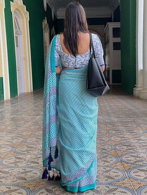 Vasthrlay Striped Printed Unstitched Smc Ethnic Wear