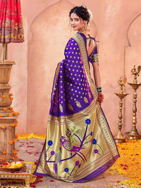 Vasthrlay Weaving Paithani Maroon Saree