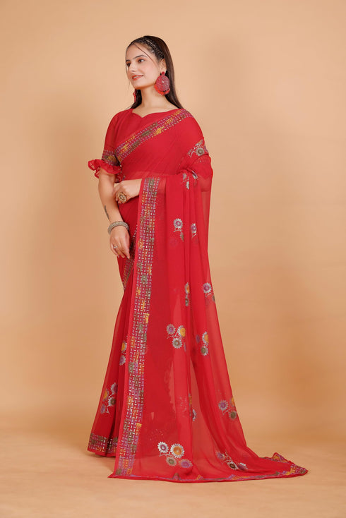 Vasthrlay Georgette Unstitched Saree