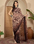 Vasthrlay Printed Georgette Unstitched Brown Saree